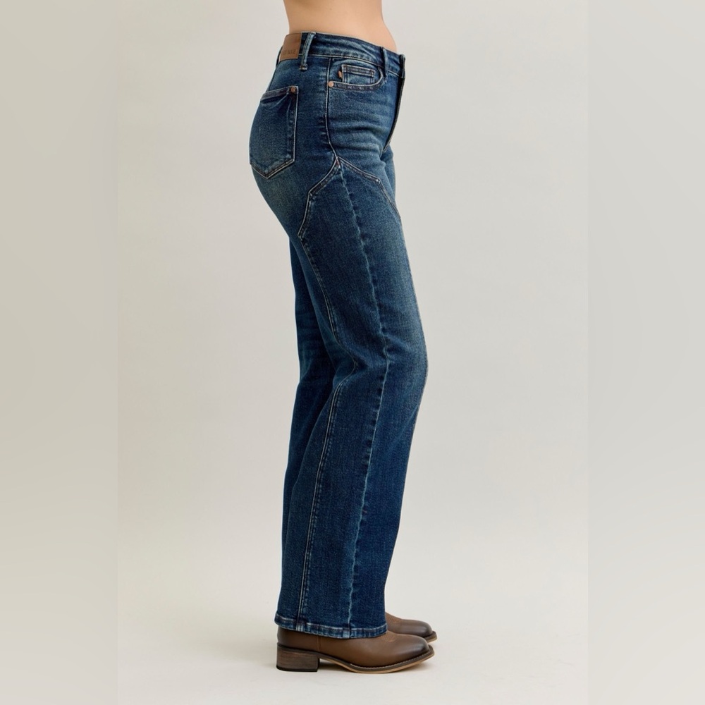 Judy Blue Full Size Seam Detail Straight Leg Jeans Plus Size - Picture 2 of 7